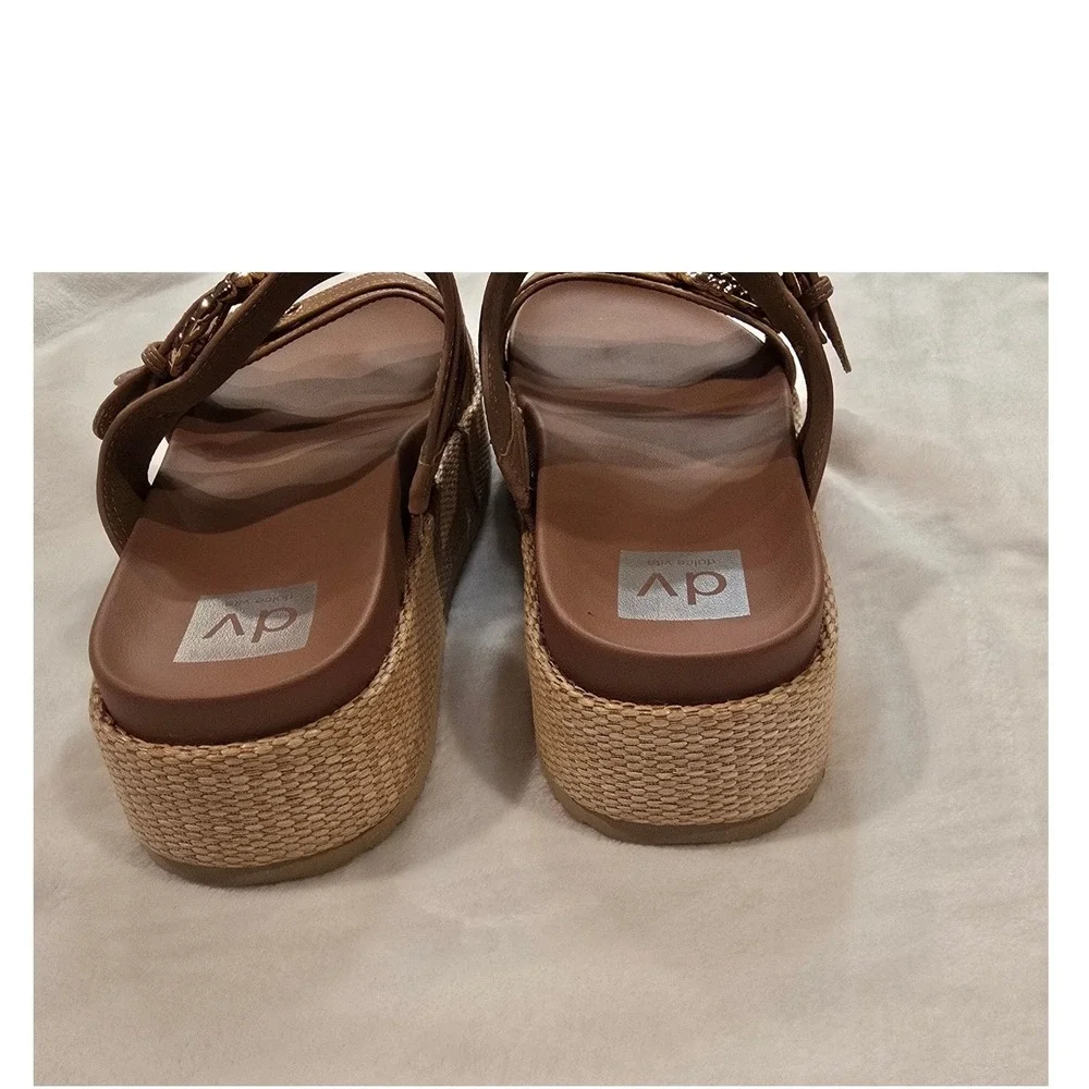 DV Dolce Vita Serpent Tan Scalloped Buckle Platform Slide Sandals Womens 8